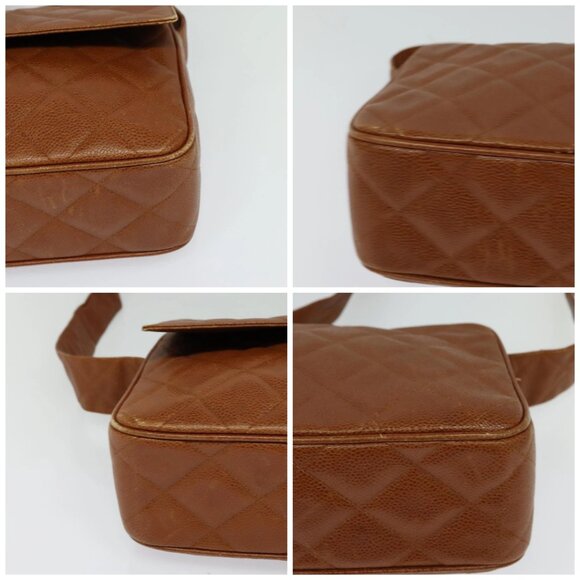 CHANEL Matelasse Chain Shoulder Bag Grained Calf Skin Brown Gold CC Auth PP534 - Picture 15 of 16